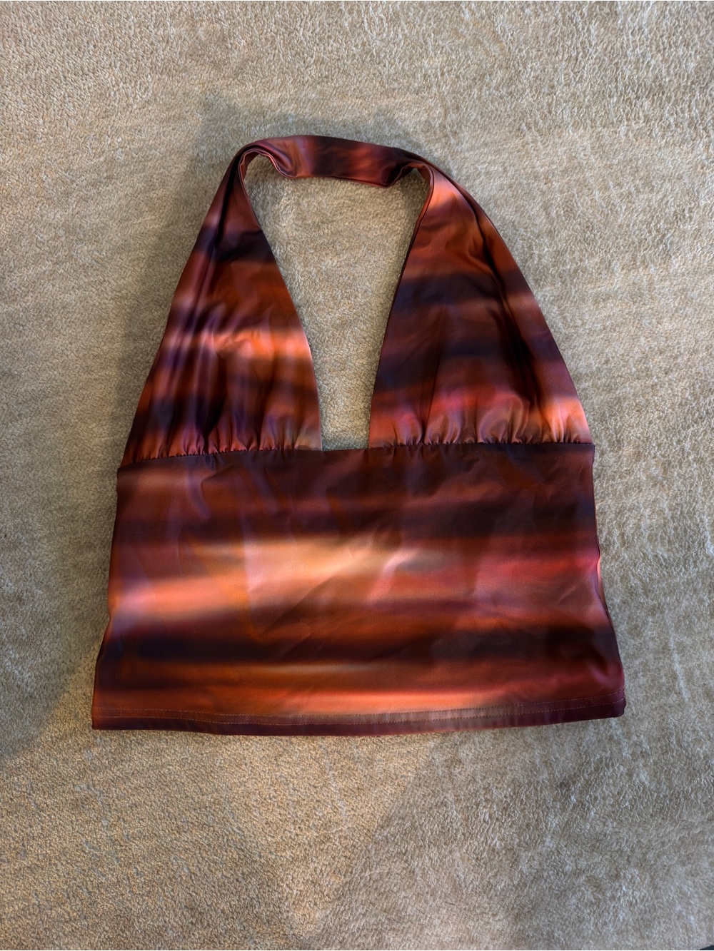 Satin Gradient Halter Shoulder Bag in Burgundy